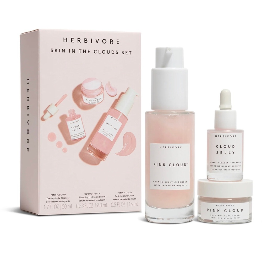 NEW Herbivore Skin in the Clouds Set of 3 Pink Cloud & Cloud Jelly Serum Cream